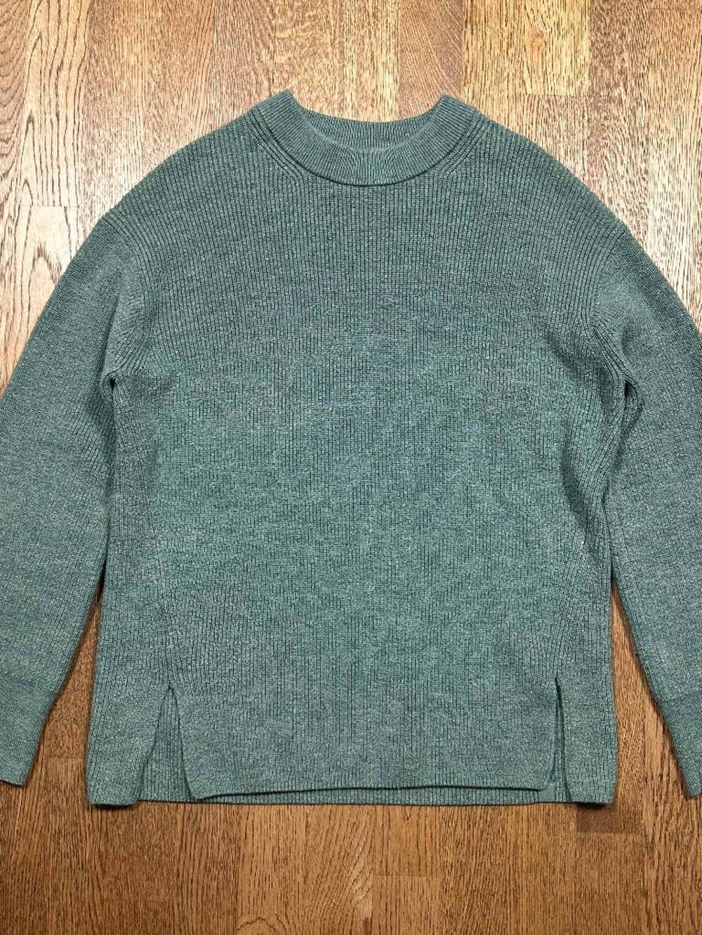 Lululemon Merino Wool-Blend Ribbed Crewneck Sweater Teal Green Womens 6